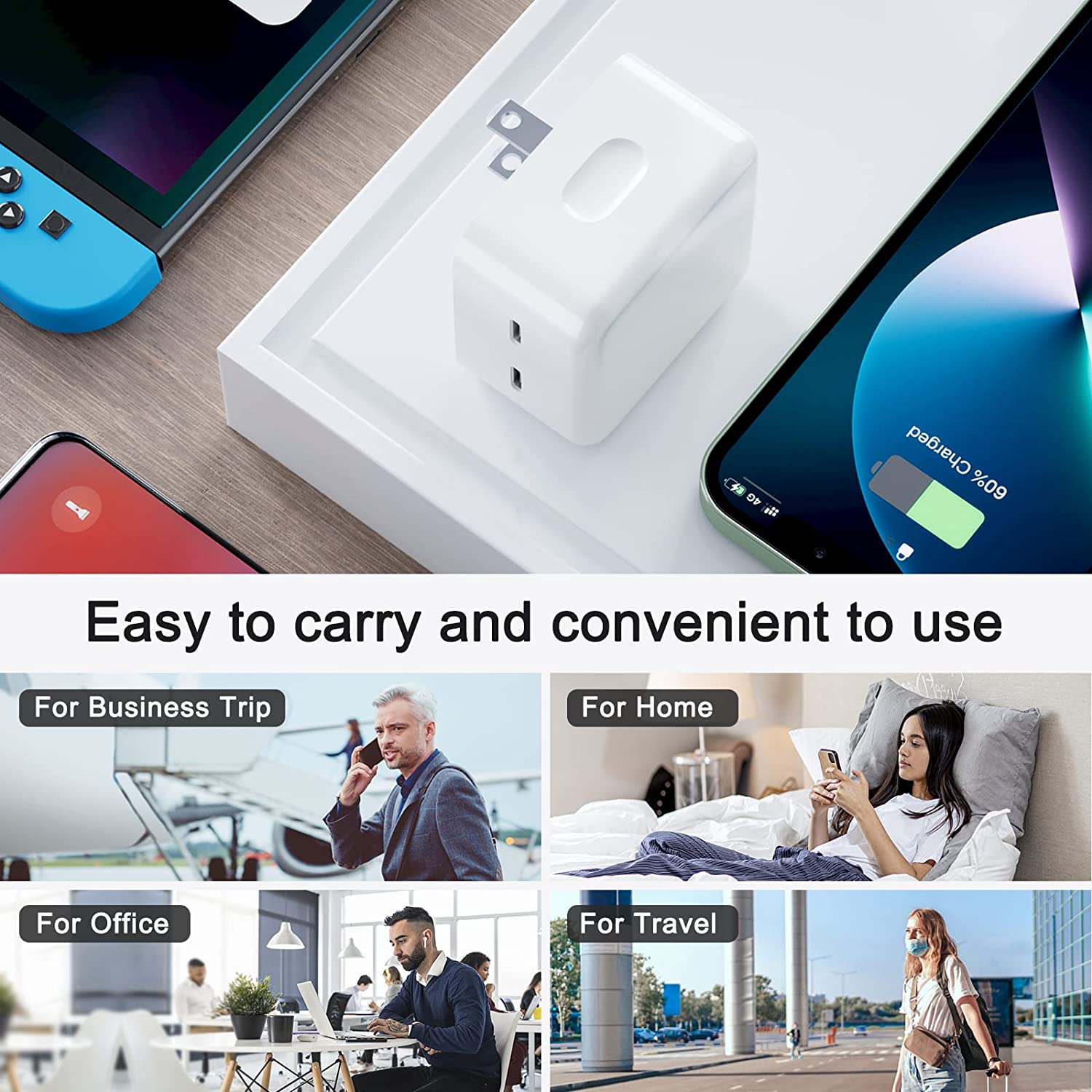 Adaptateur secteur à charge rapide double USB-C PD 3.0 35 W, chargeur mural et câble USB-C vers Lightning (1 m et 2 m) Adaptateur secteur à charge rapide double USB-C PD 3.0 35 W, chargeur mural et câble USB-C vers Lightning (1 m et 2 m)